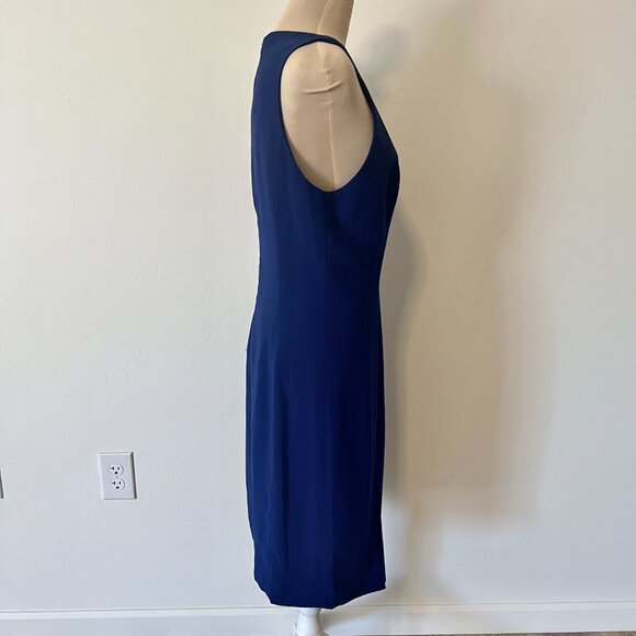 Amanda Uprichard Sleeveless Keyhole Midi Sheath Dress Blue Size L - Picture 3 of 10